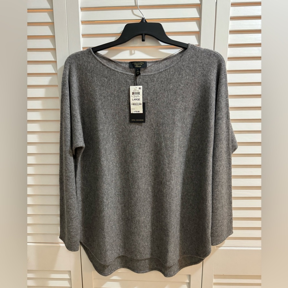 NWT Charter Club Luxury Cashmere Sweater; Size Large; Gray
